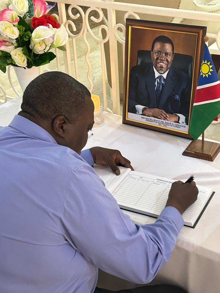 HC ZHC SIgns Condolence Register of Late President of the Republic of Namibia.